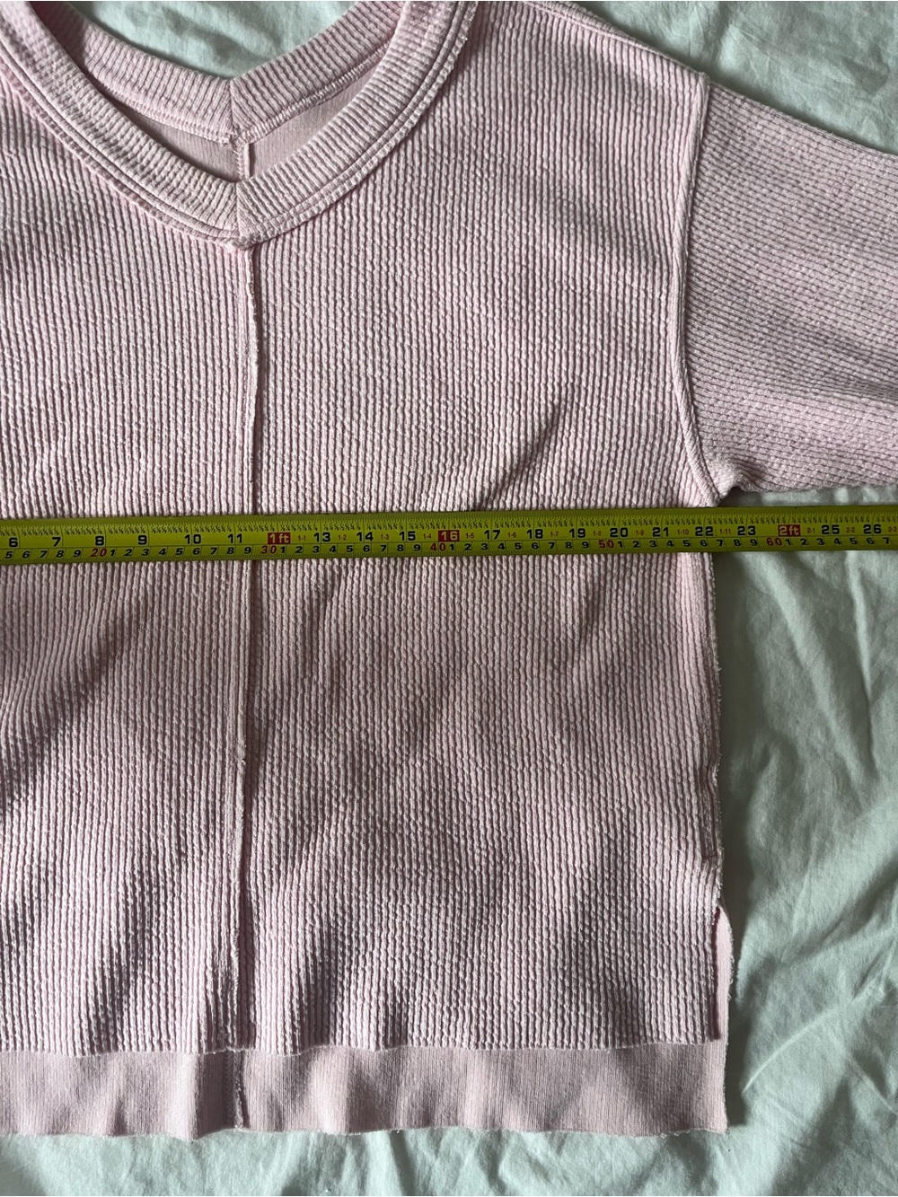 Aerie Pink Oversized Waffle Knit V-Neck Pullover Sweater XS - Picture 8 of 13